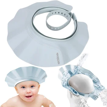 Nicekids Premium Baby Bath Shower Cap / Hair Washing Shield, Blue