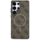 Guess Leather 4G Colored Ring MagSafe Case for Samsung Galaxy S25 Ultra, Brown