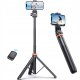Tech-Protect L03S Bluetooth selfie stick with remote control, tripod up to 148cm and 180 head - white