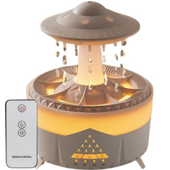 UFO Rain Cloud Air Humidifier and Aroma Diffuser with LED Light and Remote, White