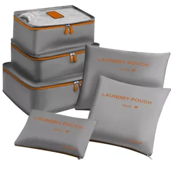 Trizand 23183 Travel Organizer Set for Suitcase (6 pcs), Grey/Orange