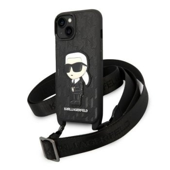 Apple iPhone 14 Plus 6.7" Karl Lagerfeld Monogram Ikonik Patch Case Cover (KLHCP14MSTKMK), Black