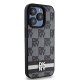 DKNY iPhone 15 Pro Case Leather Checkered Mono Pattern, Black