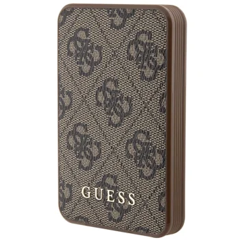 Guess Powerbank 5000mAh 15W 4G Leather Metal Logo, Brown