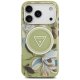 Guess IML Glitter Flowers Triangle MagSafe maciņš iPhone 17 Pro Max – zaļš | Phone Case Cover