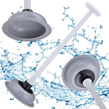 Heavy-Duty Rubber Toilet and Sink Plunger, Grey-White