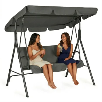3-Seater Garden Swing Freestanding Steel MultiGarden, Grey