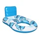 Inflatable Pool Lounge Chair Float with Canopy and Backrest 140 x 78 cm, Blue