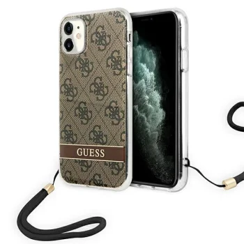 Guess 4G Print Strap Case for iPhone 11 / XR, Brown