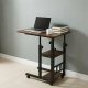 Mobile Adjustable Laptop Desk with Shelves, Dark Wood