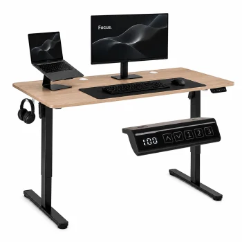 ModernHome Electric Height Adjustable Desk 140x60 cm 72-118 cm, Light Oak