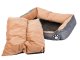Plush pet bed with cushion for dogs and cats, size M, grey