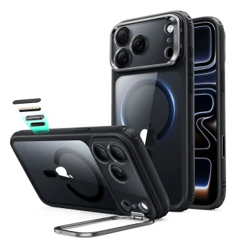ESR Classic Hybrid Kickstand MagSafe Case for iPhone 18 Pro Max / 17 Pro Max, Clear Black
