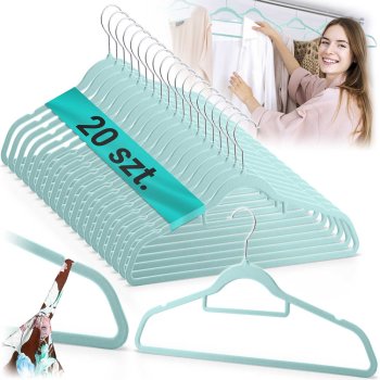 Velvet clothes hangers Massido MS-859, pack of 20, slim non slip