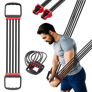 Chest Expander with 5 Resistance Bands, Black