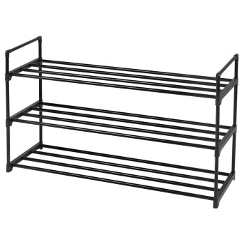 Полка для обуви в прихожую 3 яруса, черная