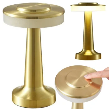 Wireless Touch Table Night Lamp, 3 Light Shades, Gold