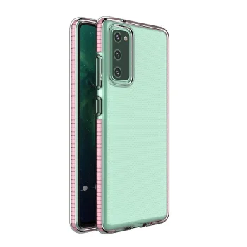 Spring Case for Samsung Galaxy A72 4G, Clear TPU Gel Cover with Light Pink Frame