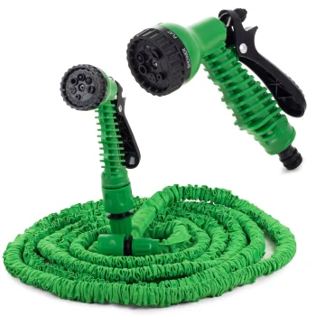 Expandable Garden Hose Set with Spray Gun 5-15m, Green