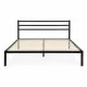 ModernHome Metal Bed Frame 135x190 cm with Wooden Slats, Black