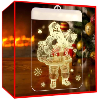 3D LED Window Stained Glass Christmas Decoration