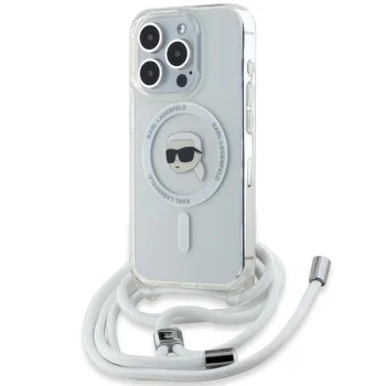 Karl Lagerfeld iPhone 15 Pro Max Case Crossbody IML Karl Head MagSafe - Transparent