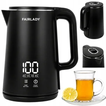 Electric Kettle 1500W with Temperature Control and LED Panel, 1.9L, Black