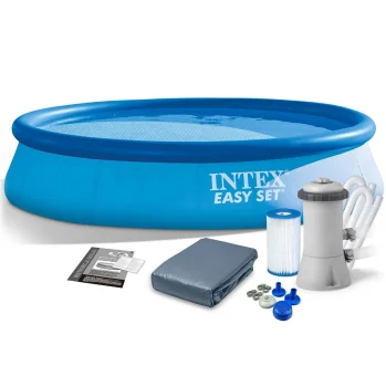 Baseinas su pripučiamu žiedu Intex 28132 366 x 76 cm su siurbliu ir uždangalu