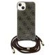 Guess iPhone 15 / 14 / 13 Case Crossbody Cord 4G Print, Brown