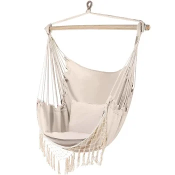 Gardlov Hammock Chair with Cushions, Beige