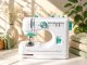 Electric Sewing Machine with 12 Stitches and Accessories, White-Turquoise