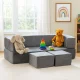 Ecotoys TMSRT-16-GY Folding Modular Kids Sofa, 4 Elements, Grey