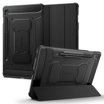 Samsung Galaxy Tab S9 FE 10.9'' (SM-X510 / X516B) Spigen Rugged Armor Book Case Cover, Black | Planšetes Vāciņš...