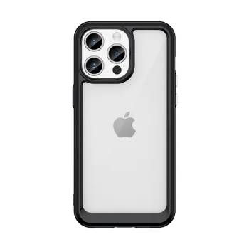 iPhone 15 Pro dėklas Outer Space Case su lanksčiu rėmeliu, juodas