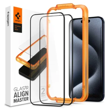 Spigen iPhone 15 Pro Screen Protector ALM Glass FC, Black (2 pcs.)
