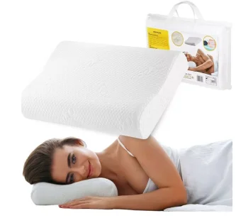 4FIZJO ERGO Contoured Orthopedic Memory Foam Pillow, 60x40 cm, White