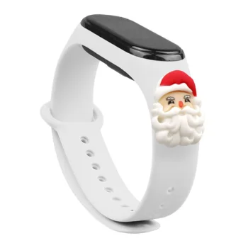 Strap Xmas for Xiaomi Mi Band 3 / 4, Santa Claus, White