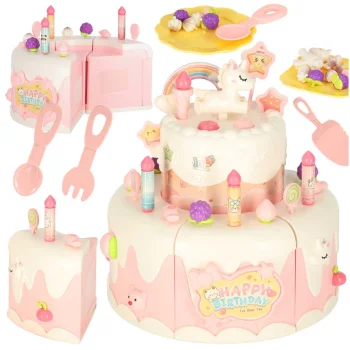 Two-Tier Toy Birthday Cake with Music and Lights, 16 Pieces, Pink