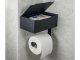 Tualetes Papīra Turētājs ar Salvešu Kastes Plauktu, Melns | Toilet Paper Holder with Tissue Shelf