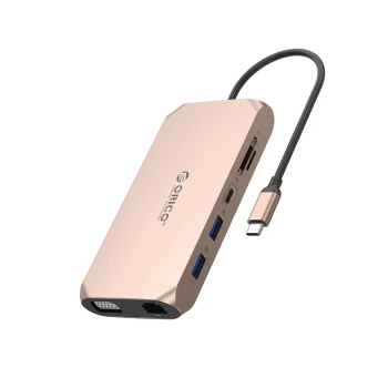 Orico XCR 12-in-1 USB-C Docking Station PD 100W HDMI 4K VGA RJ45 - Rose Gold