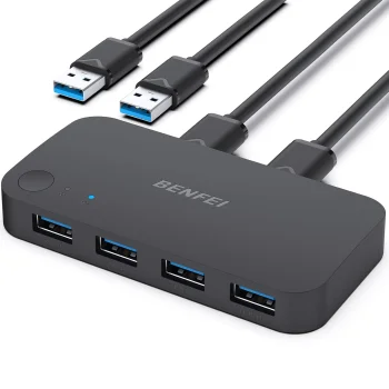 Benfei USB 3.0 4-in-1 Switch for 4 Devices, Black