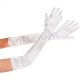 Long Evening Gloves Satin Retro Style for Women, White