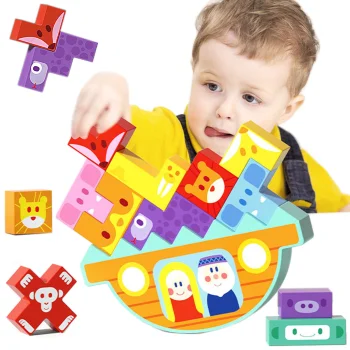 Bakalu Wooden Balance Game Balancing Ship Noah's Ark Tetris