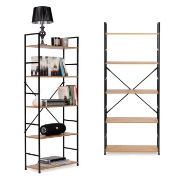 Industrial Bookshelf 5-Tier Shelving Unit for Living Room ModernHome CWJ6024144LG