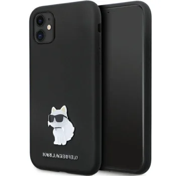 Karl Lagerfeld iPhone 11 / Xr Case Silicone Choupette Metal Pin, Black