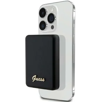 Guess MagSafe Wireless Power Bank Metal Script Logo 5000mAh, Black