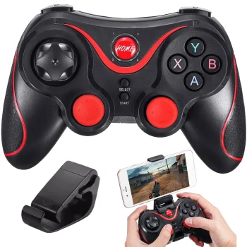 Wireless Bluetooth Gamepad with Phone Holder for Android / iOS / PC Black