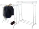 Metal Standing Clothes Rack with Shoe Shelf, White