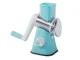 Manual Rotary Vegetable Grater and Slicer 3-in-1 with 3 Drums, Blue