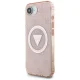 Guess IML Metal Glitter 4G Circle Triangle MagSafe Case for iPhone 16e, Pink